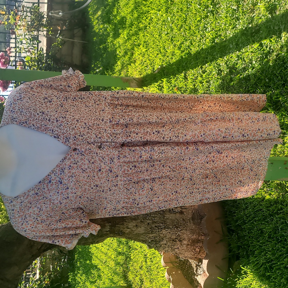 NINEXIS white peach lavender floral plus size 1x knit mini dress